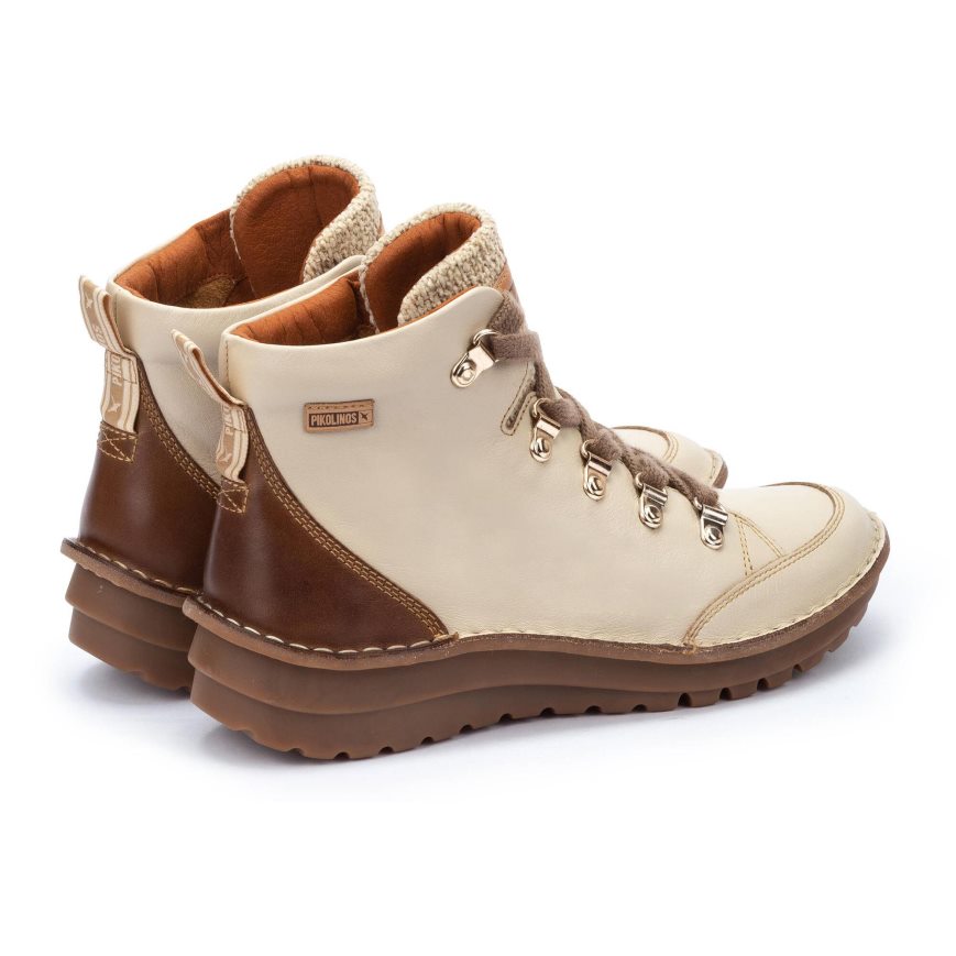 Women's Pikolinos CAZORLA Ankle Boots Cream / Brown | NZ J3879Q1